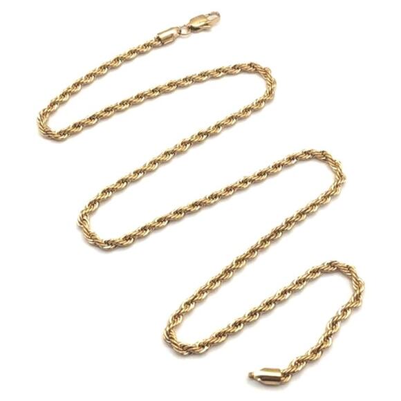 18k Gold Plated Diamond Cut Necklace Rope Chain 4mm. Valentines Birthday Gift - Picture 5 of 7